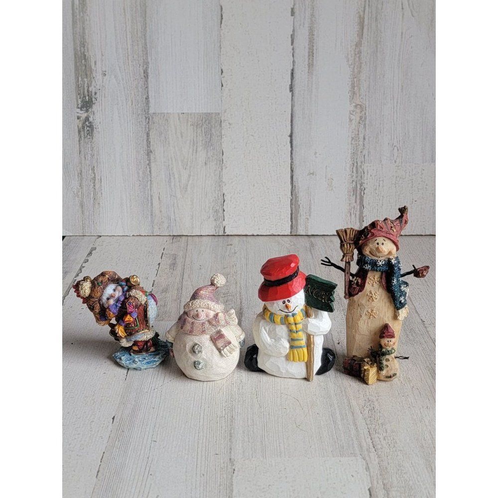 Winter fun snowman Figure Set law unique Noel broom Xmas decor